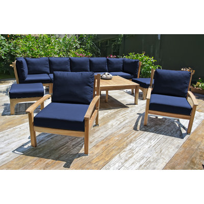 Ensemble de conversation modulaire en teck avec coussins Sunbrella 10 pièces Huntington