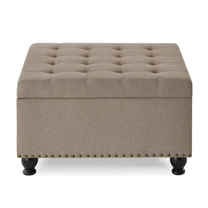 Table basse classique avec repose-pieds capitonné avec rangement et repose-pieds, Lin