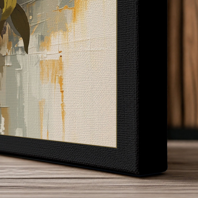 Golden Bloom Arrangement Botanical - Wrapped Canvas, 18x12 - 45.7 x 30.5 cm, Black Border
