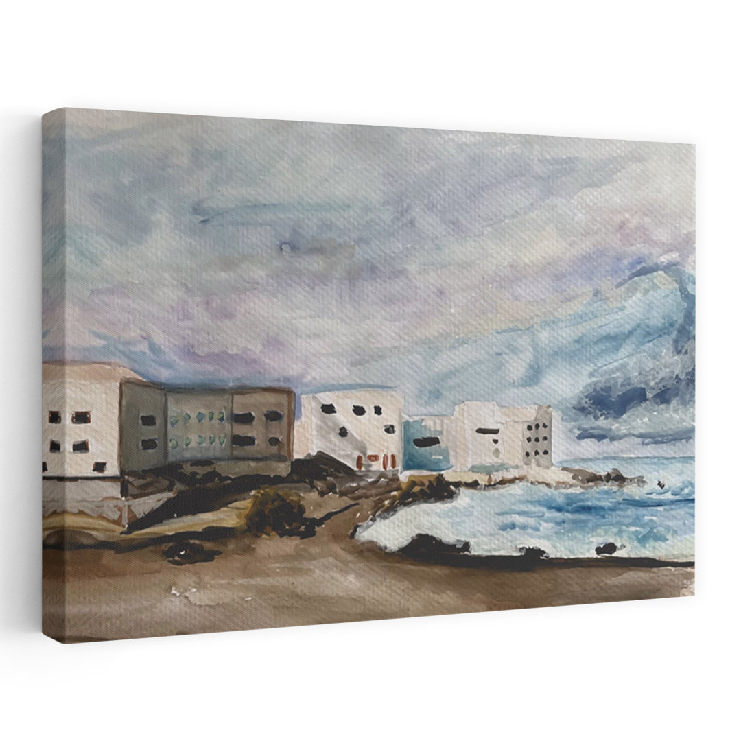 Coastal Buildings Stormy Sea Dramatic Abstract Contemporary Architecture Beach Wall Art Print