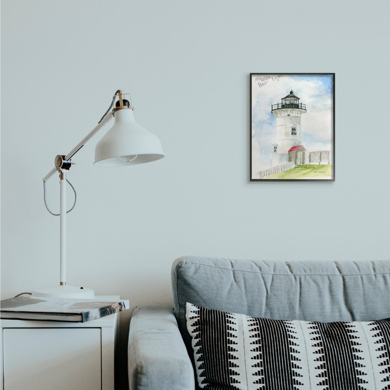 Architecture côtière du phare de Nobska Point, Giclée encadrée noir minuit, H 14 po x l 11 po