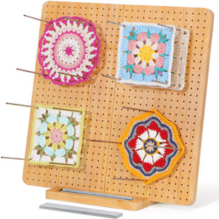 14,4 "Crochet Blocking Board with 36 Pegs, Bamboo Granny