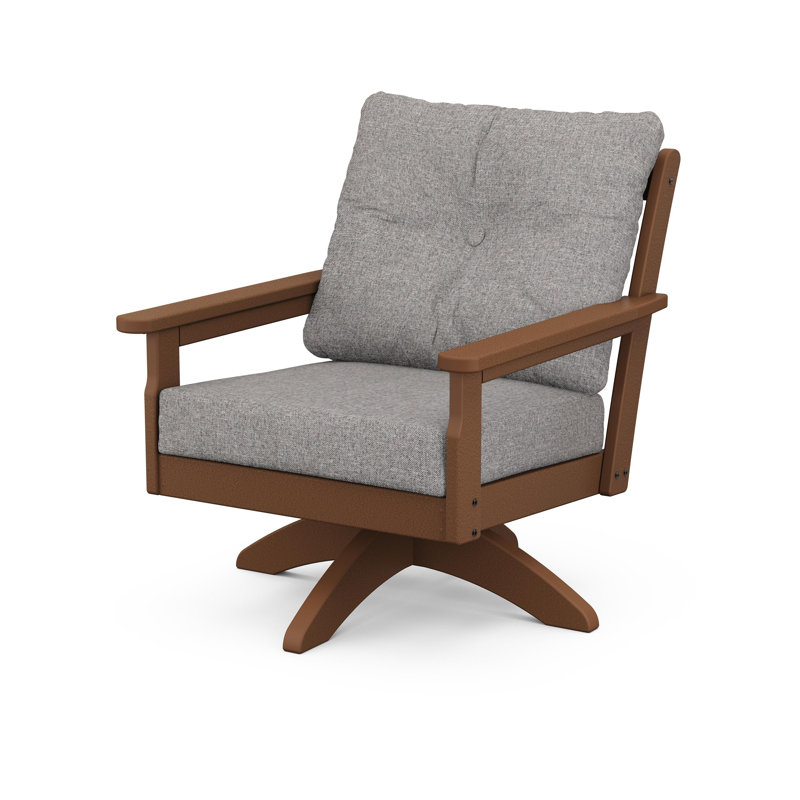 Lakeside Vineyard Deep Seating Swivel Chair, Grey Mist, Teak