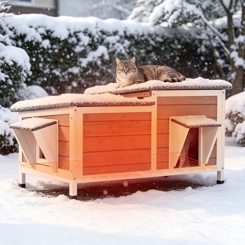 Abri pour chat extérieur chauffé pour l'extérieur avec abri pour chat