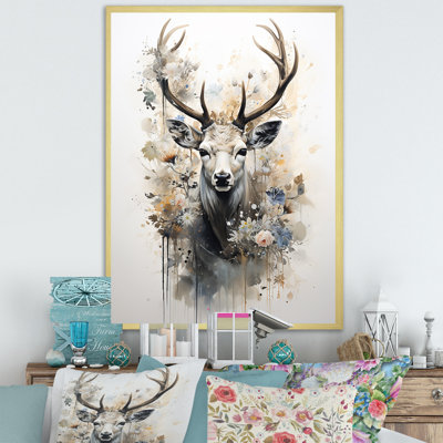 " Black And White Deer Portrait I "