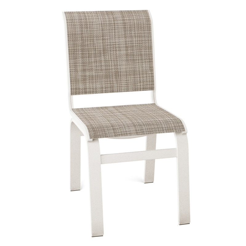 Chaise d'appoint de salle à manger Hiraku, Bristol taupe Sunbrella®, Neige texturée