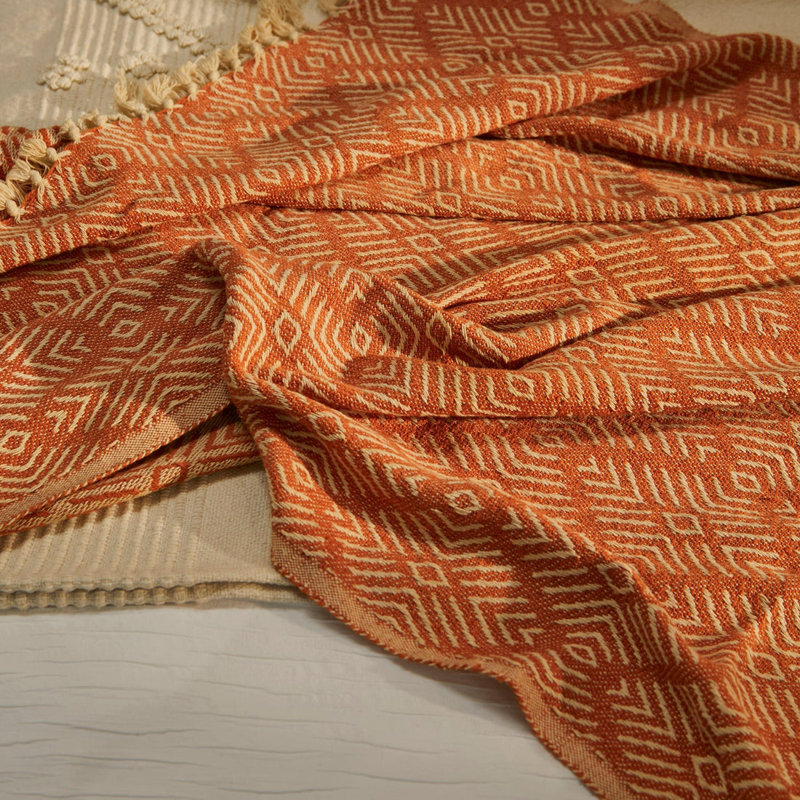 Jaziel Hand Woven Throw Blanket, Orange