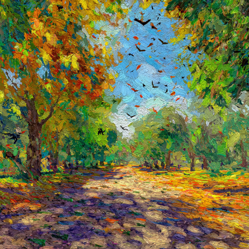 «Autumn Pathway Breeze», art mural sur toile tendue