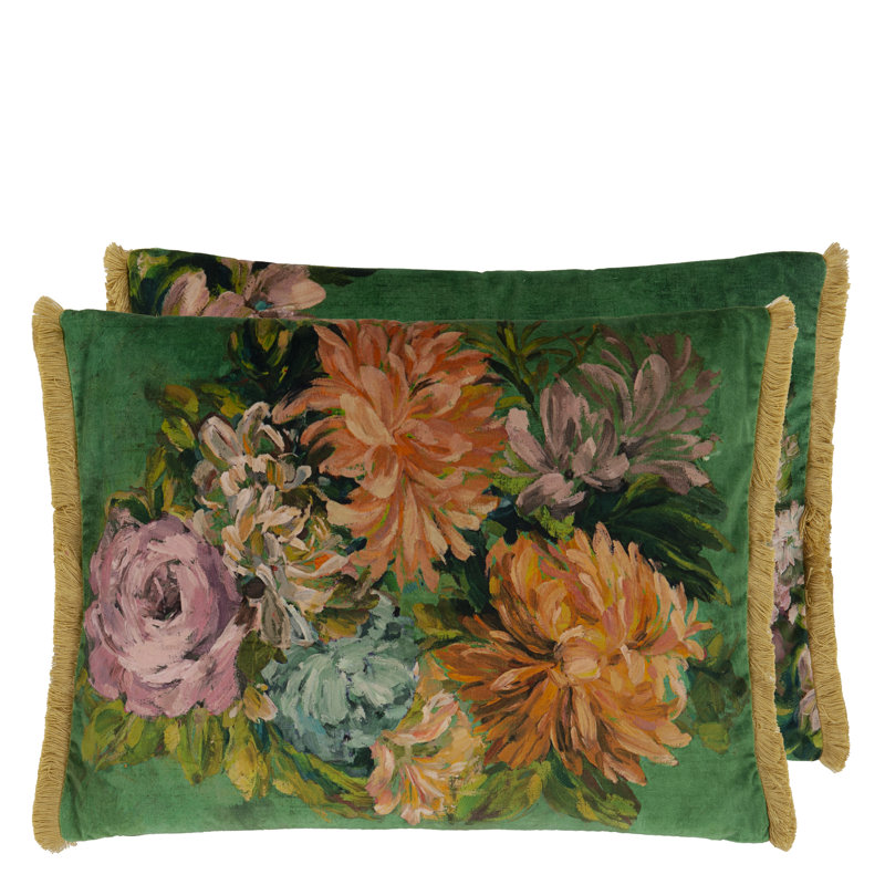Fleurs D Artistes Decorative Pillow, Vintage Green Floral