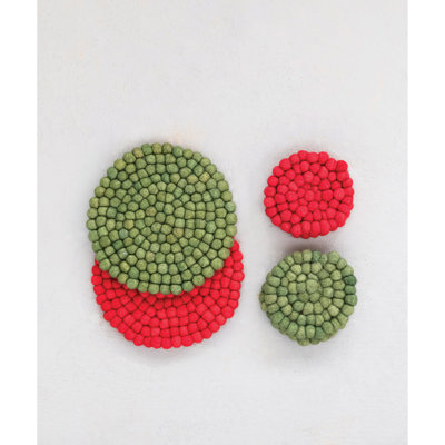 Handmade Wool Felt Ball Coasters