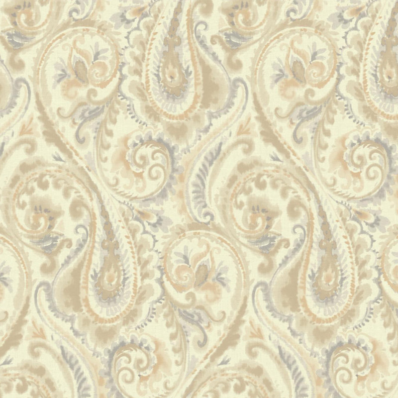 Papier peint double motif cachemire Candice Olson, Neutre / bleu