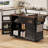Kitchen Storage Cart on 4 Wheels with 4 Door Shelves and Drop Leaf-457905505