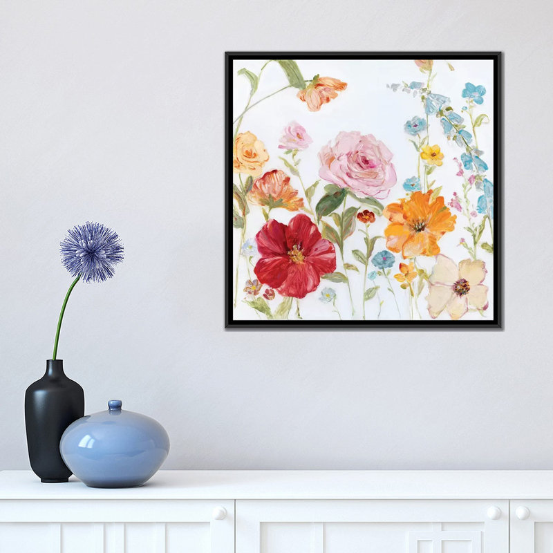 «Spring Fever II», reproduction sur toile, H 18 po x l 18 po x P 1,5 po, Toile avec cadre noir, Blanc