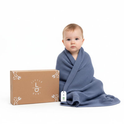 Couverture tricotée pour bébé avec boîte-cadeau pour tout-petit, lit de bébé et poussette Little Dedi