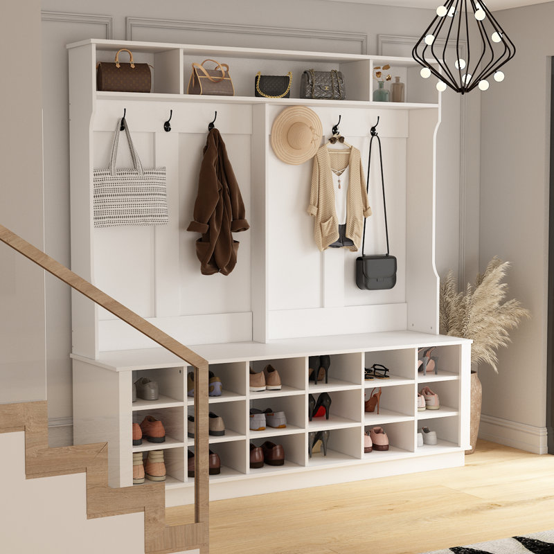 Pasko Hall Tree 63'' Wide with Bench and Shoe Storage