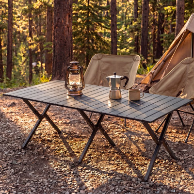 Foldable Roll Up Lightweight Steel Camp Table