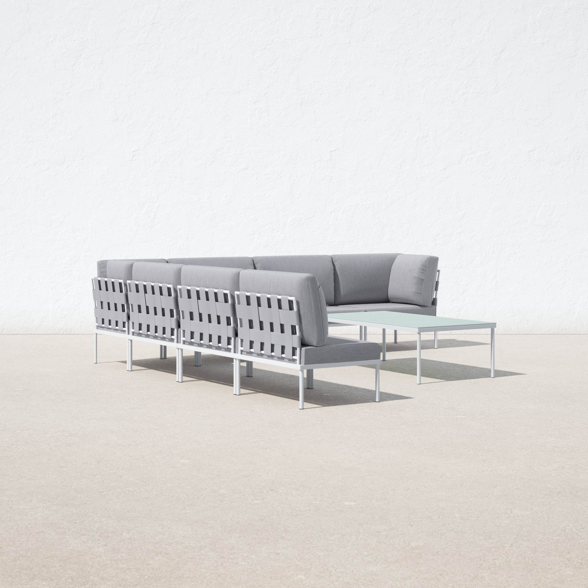 Harmony 8-piece Outdoor Patio Aluminum Sectional Sofa Set, Gray