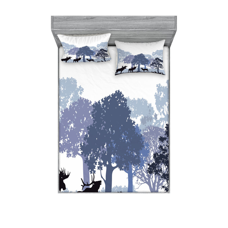 Drap-housse et taie décorative Ambesonne Moose, noir, blanc, gris, Ensemble de draps pour grand lit + 5 pièces suppl