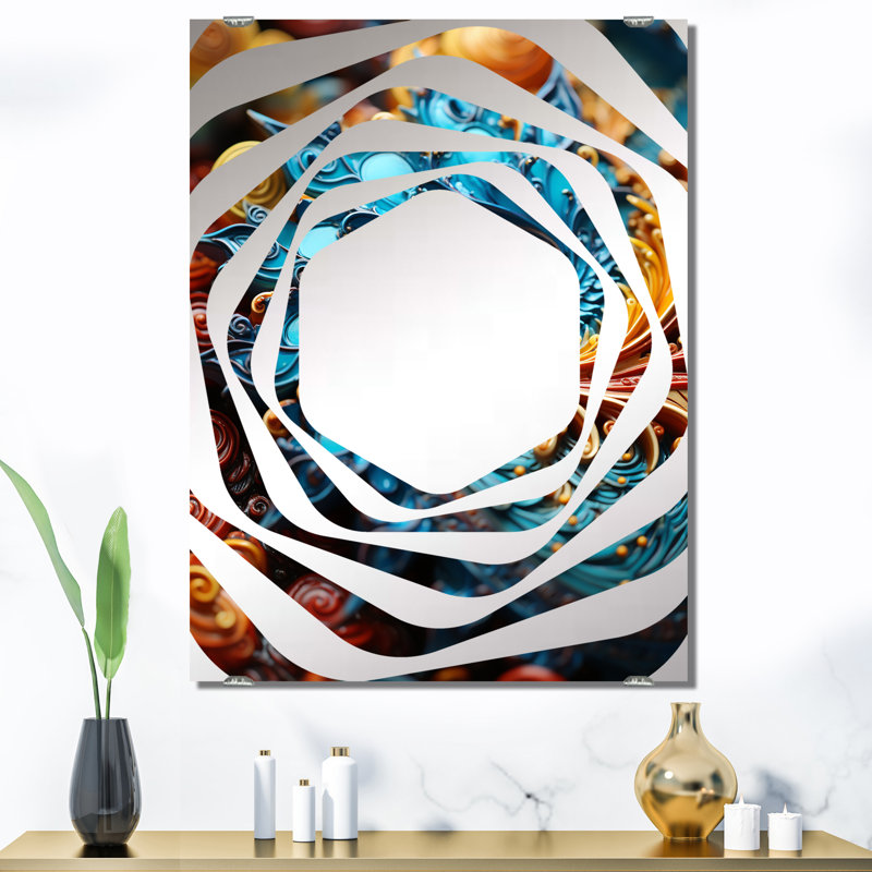 Crayton - Miroir mural à spirales abstraites grand, 40 po x 30 po