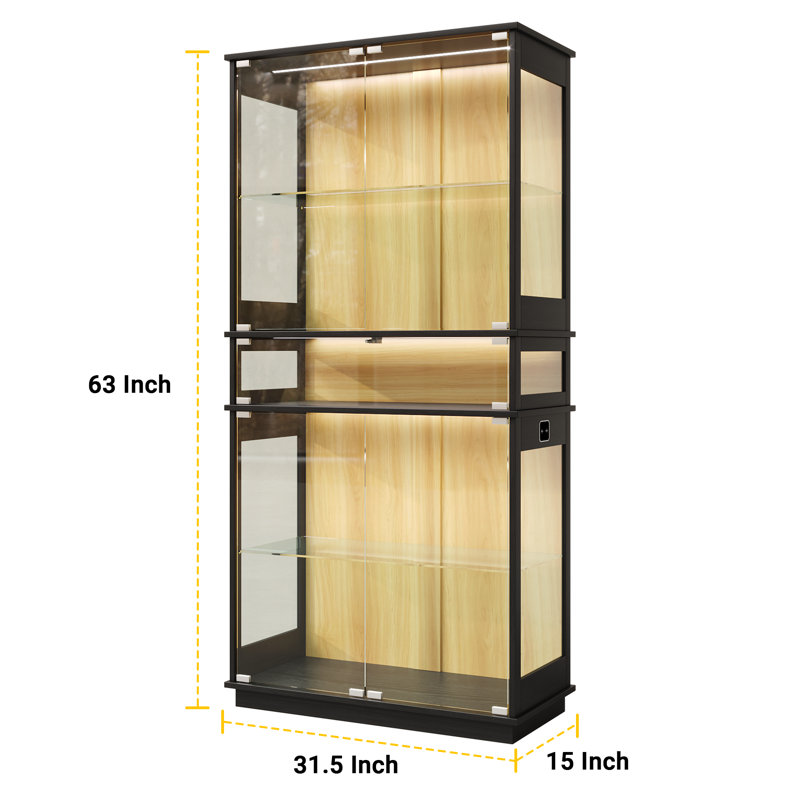 Display Cabinet, Black/Wood