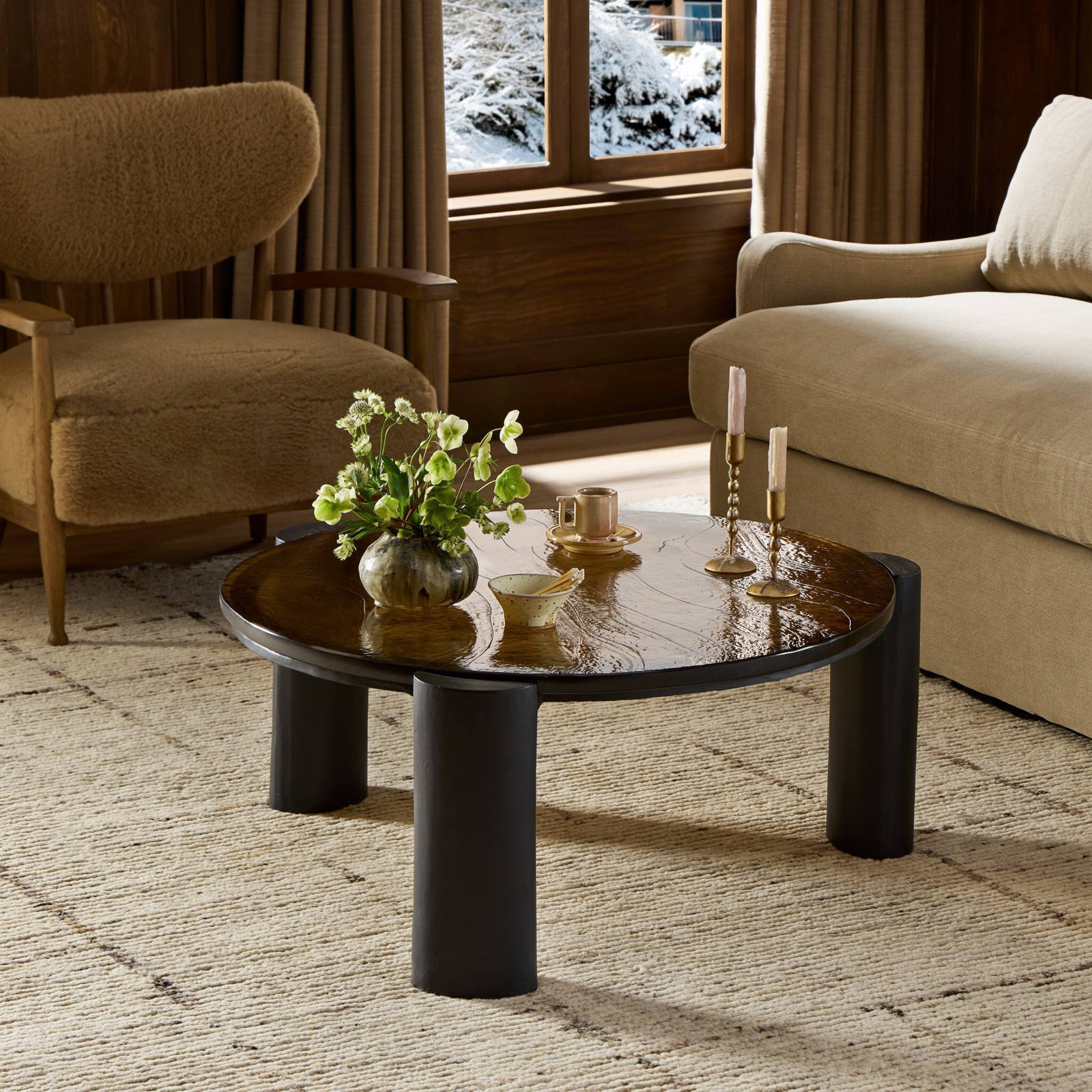 Abela Glass End Table, 16" H x 38.5" W x 36.5" D