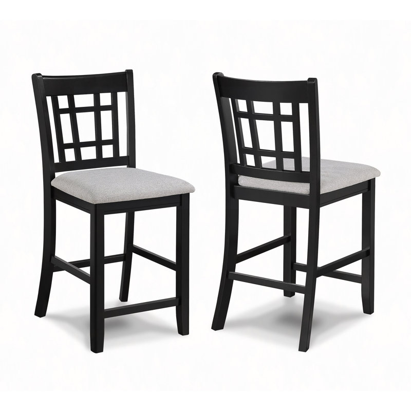 Mobilier de salle à manger en bois massif avec chaises de pub rembourrées à hauteur de comptoir 2 pièces, Blanc