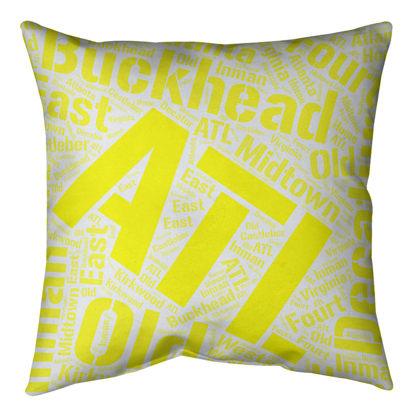 Coussin décoratif intérieur/extérieur atlanta, Jaune, H 20 po x l 20 po, Non