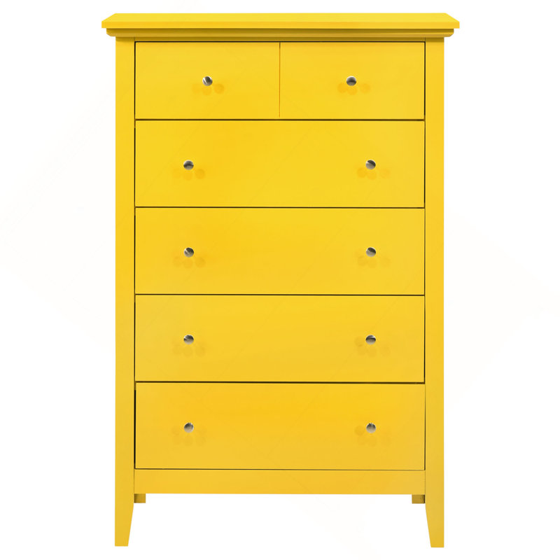 Coffre de rangement vertical avec boutons ronds pour espaces modernes, Jaune