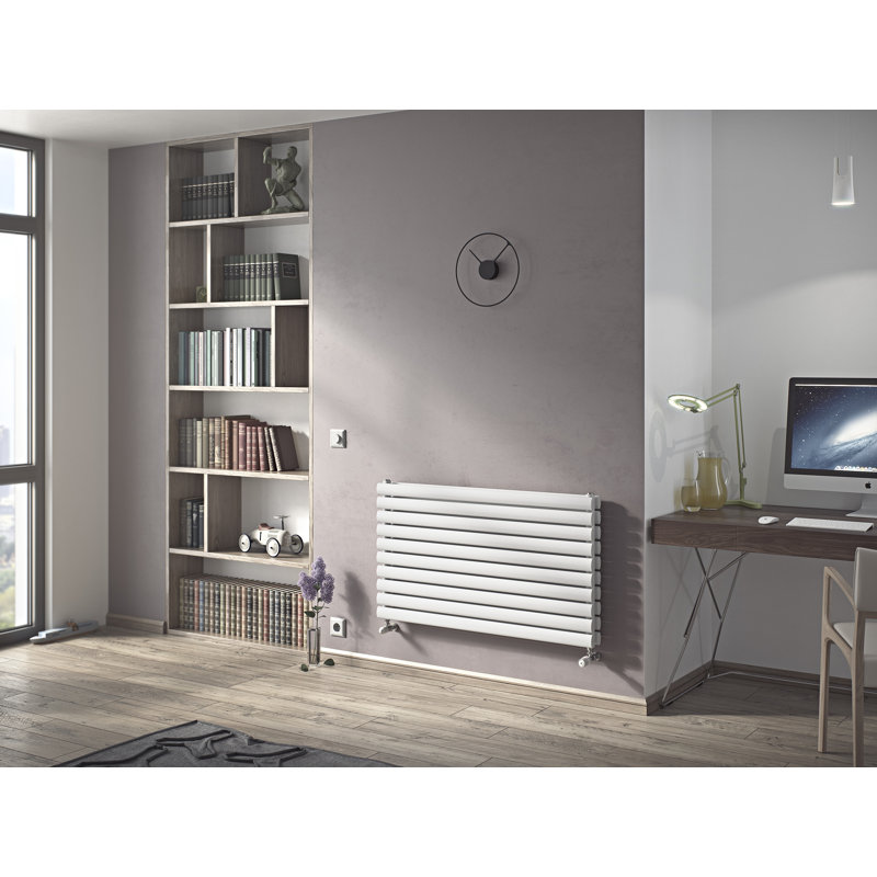 Angela Horizontal Oval Panel Radiators, White, 41cm H x 180cm W x 10.2cm D