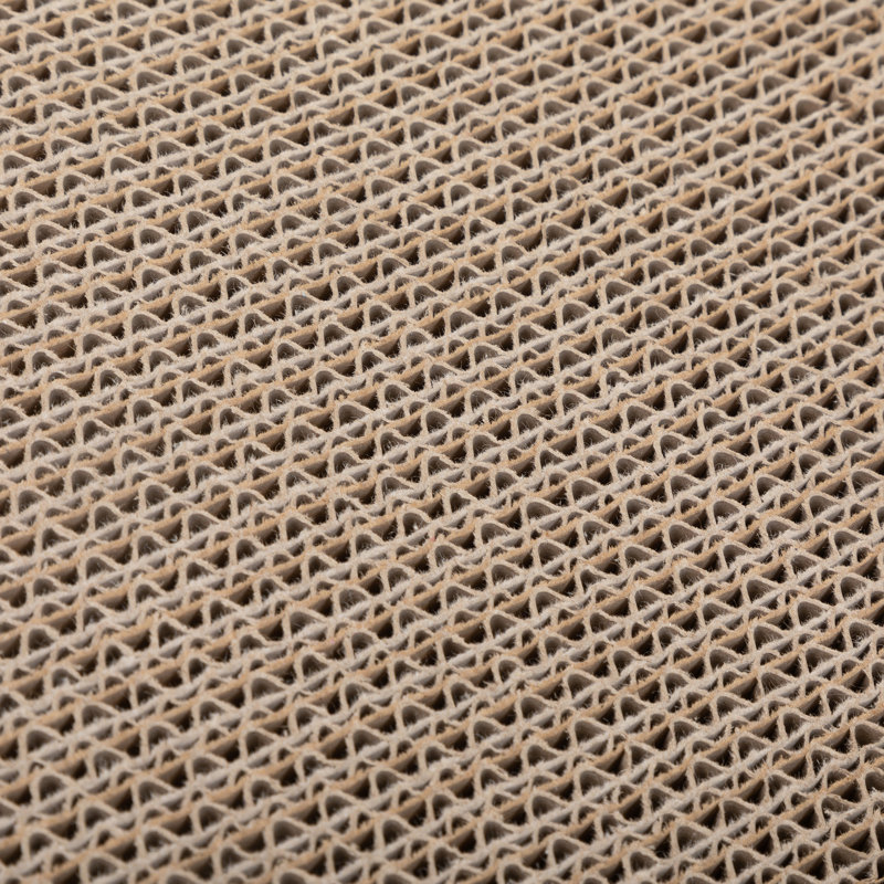 Grattoir pour chat à 8 formes avec motif, double fonction et espace de couchage, carton ondulé réversible, protection de mobilier, ajout d'herbe à chat, naturel + jaune, L 29,5 po x l 8,7 po x H 8,3 po, roulement 110 lb