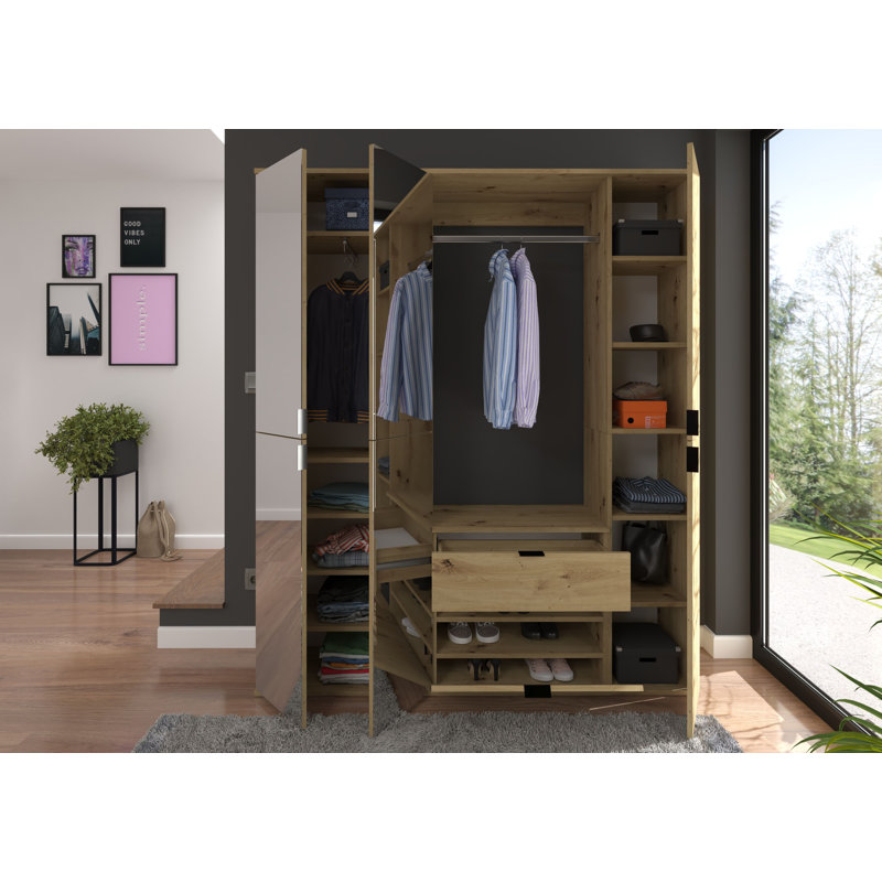 Lutton 3 Door Wardrobe, Artisan oak