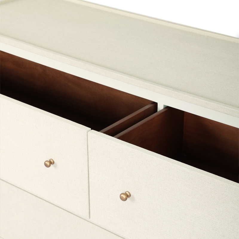 Paula 6 - Drawer Dresser, Beige Painted Linen