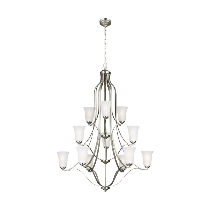 Emmons Twelve Light Chandelier from Generation Lighting , Not Energy Star, No, Brushed Nickel
