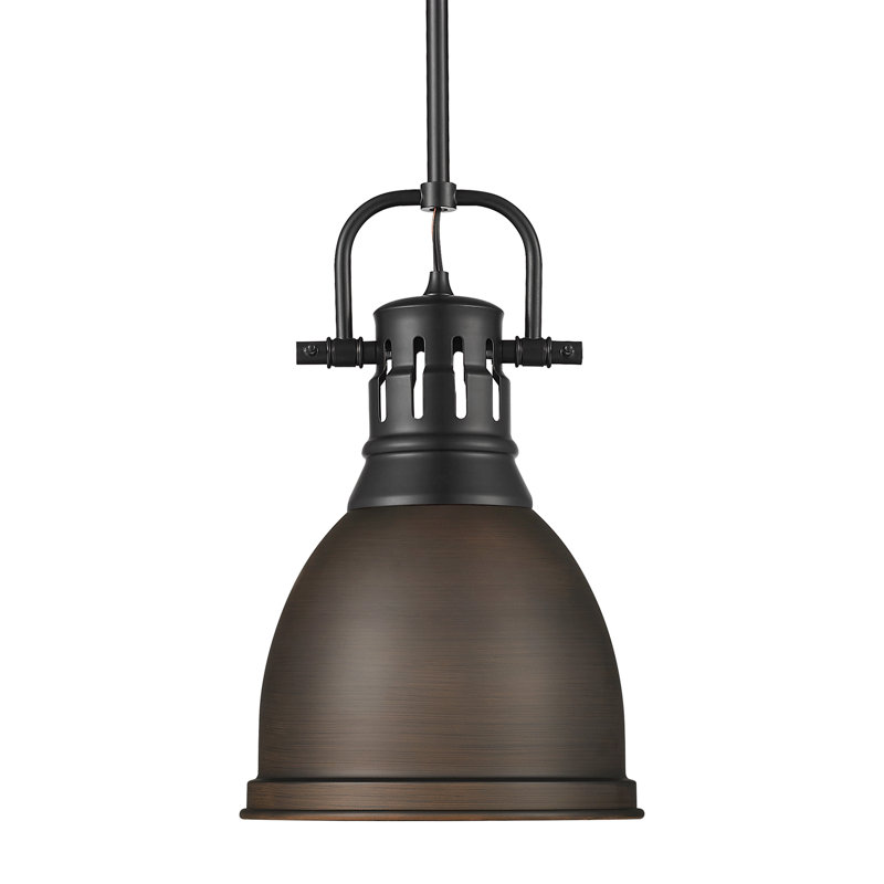 Aljona Small Pendant with Rod, 14.25" H x 8.875" W x 8.875" D, Bronze, Matte Black