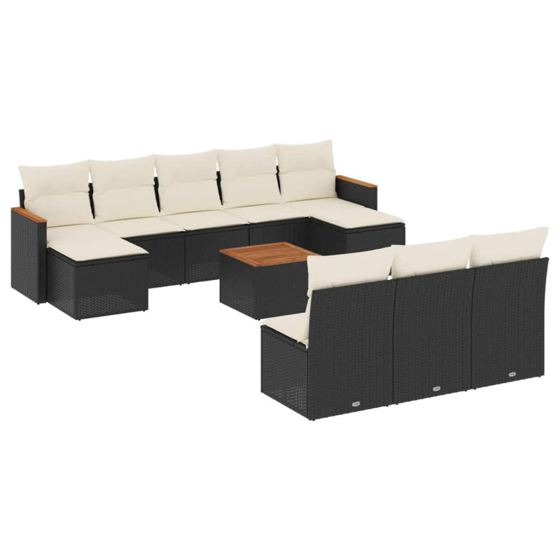 Ensemble de canapé de jardin Vidaxl noir, blanc crème
