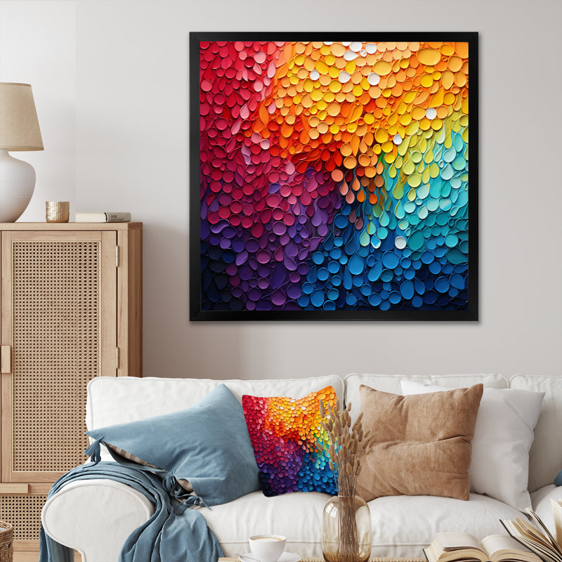 Hardedge Art Contrasting Cadence I - Décoration murale abstraite, Cadre simple noir, H 16 po x l 16 po x P 1 po