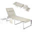 Chaise longue d'extérieur avec trou pour le visage et table d'appoint, fauteuil de bronzage inclinable à 5 positions, lit pliant portatif pour piscine de patio