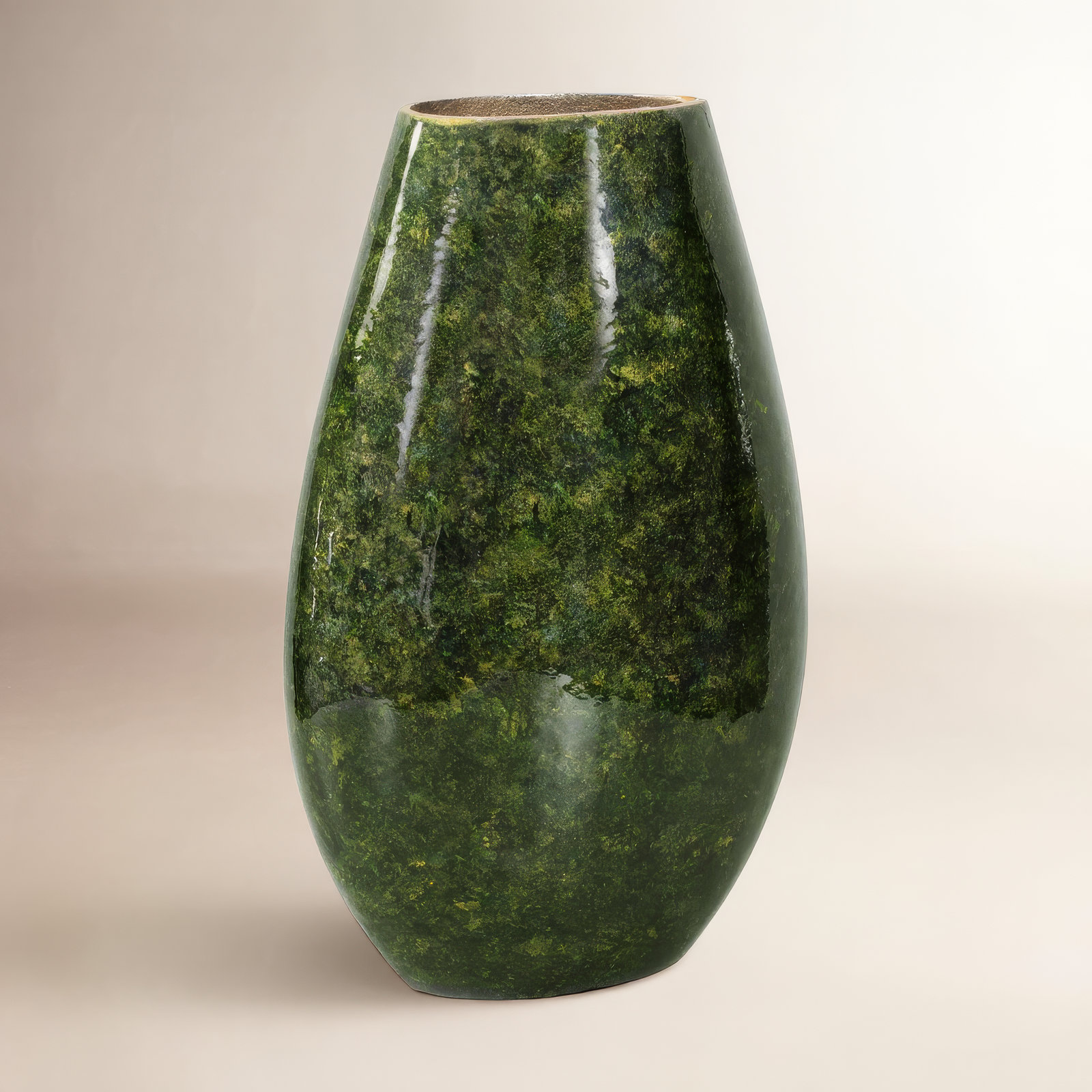 Renaldi Emerald Gold Torpedo Vase- Medium, 13" H x 8" W x 5" D