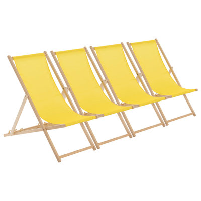 Harbour Housewares - Traditional Wooden Deck Chairs - Set of 4