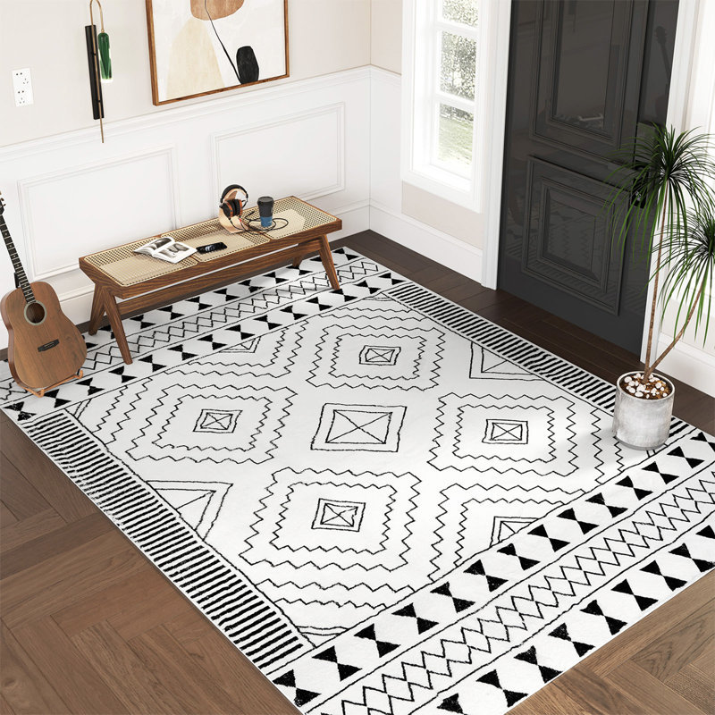 Kariann Flatweave Washable Geometric Indoor Rug, Rectangle 5' x 8'