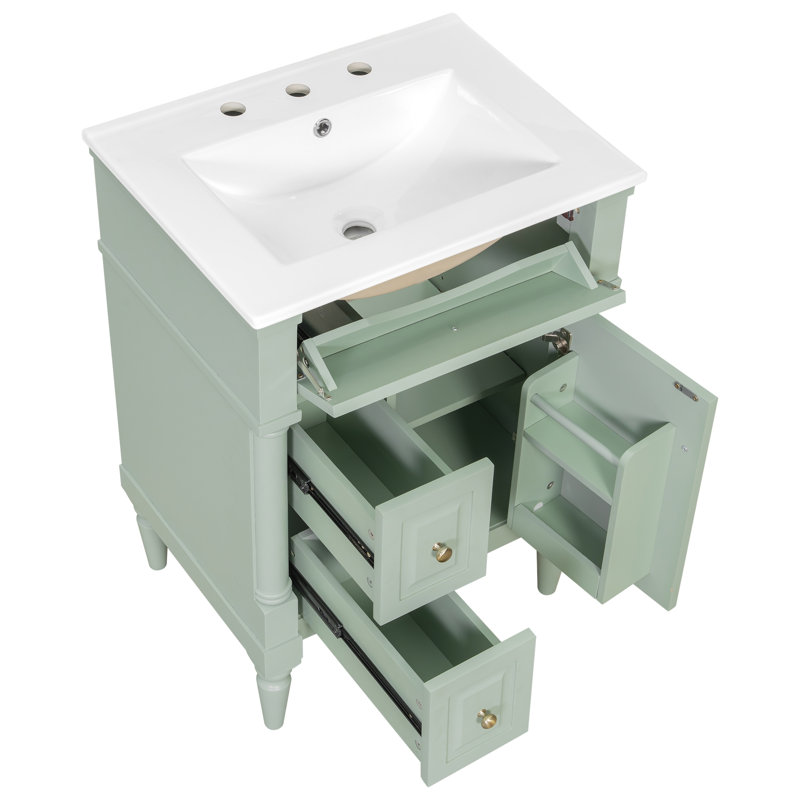 Meuble-lavabo 24 po avec lavabo, Vert