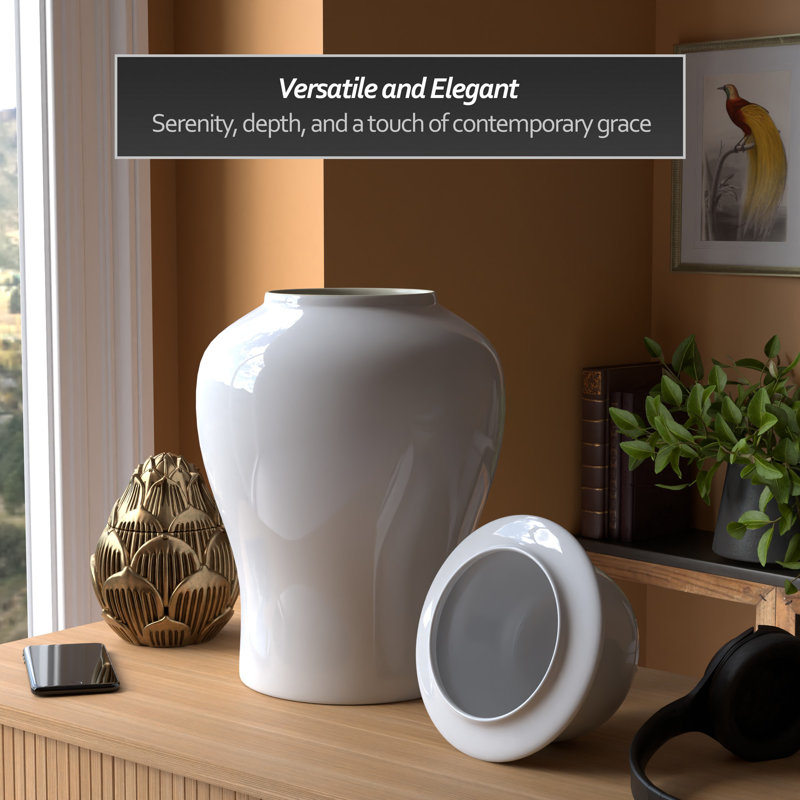 Timeless Chinese Temple Jar, 18", White