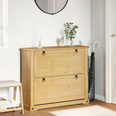 12 - Pair Solid Wood Shoe Storage Cabinet