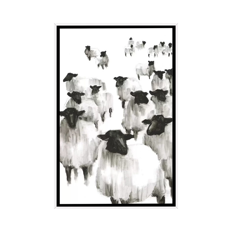 «Counting Sheep I» par Ethan Harper - reproduction d'art, H 40 po x l 26 po x P 1,5 po, Toile blanche encadrée, Pas de tapis
