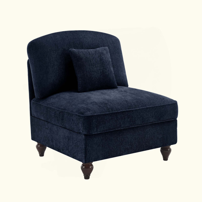 Canapé sans accoudoirs en chenille avec 1 coussin