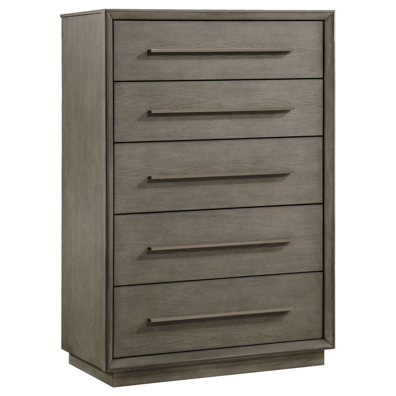 Carlwirt 5-drawer Bedroom Chest Taupe Oak, Brown