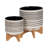 Ceramic and Stoneware Planters with Bamboo Stands - Set of 2-1023782279-973805836-980794185