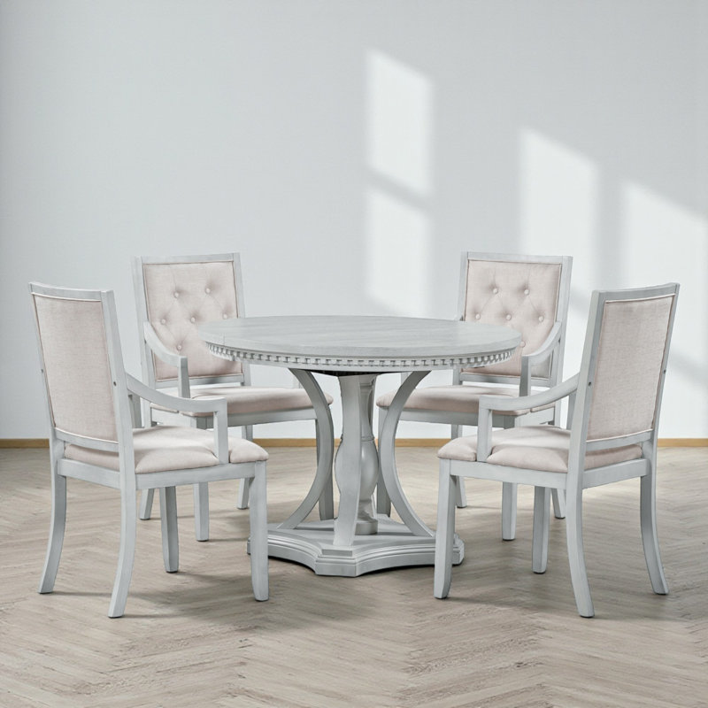 Ensemble de salle à manger extensible 5 pièces, Gris antique