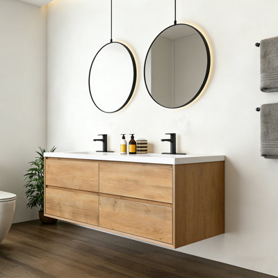Meuble-lavabo mural moderne avec tiroirs flottants