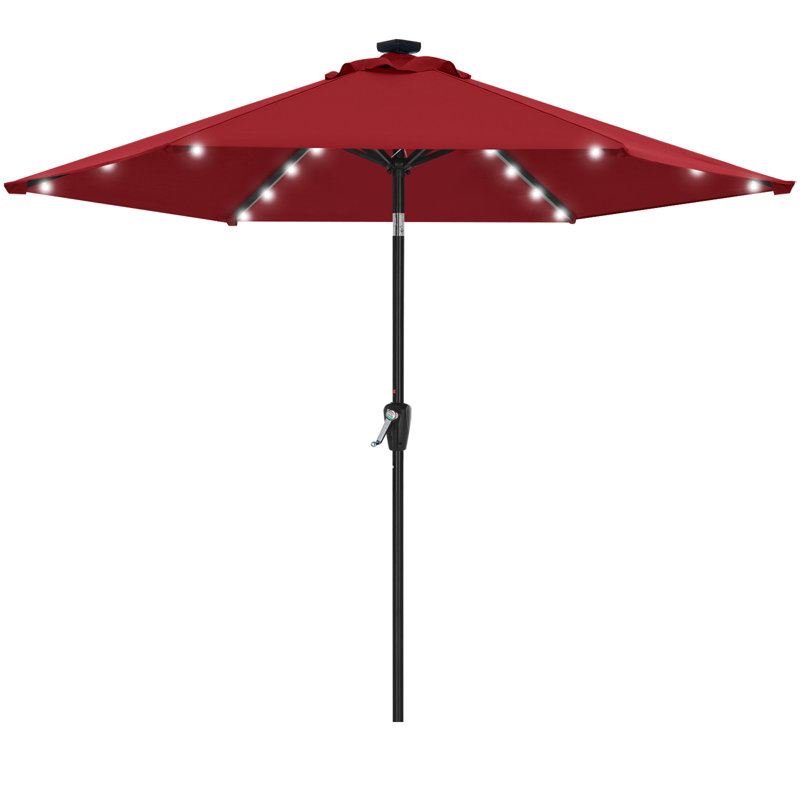 Parasol de marché avec lumières solaires à DEL, inclinaison et manivelle Cutshall, Bourgogne, 7.5'